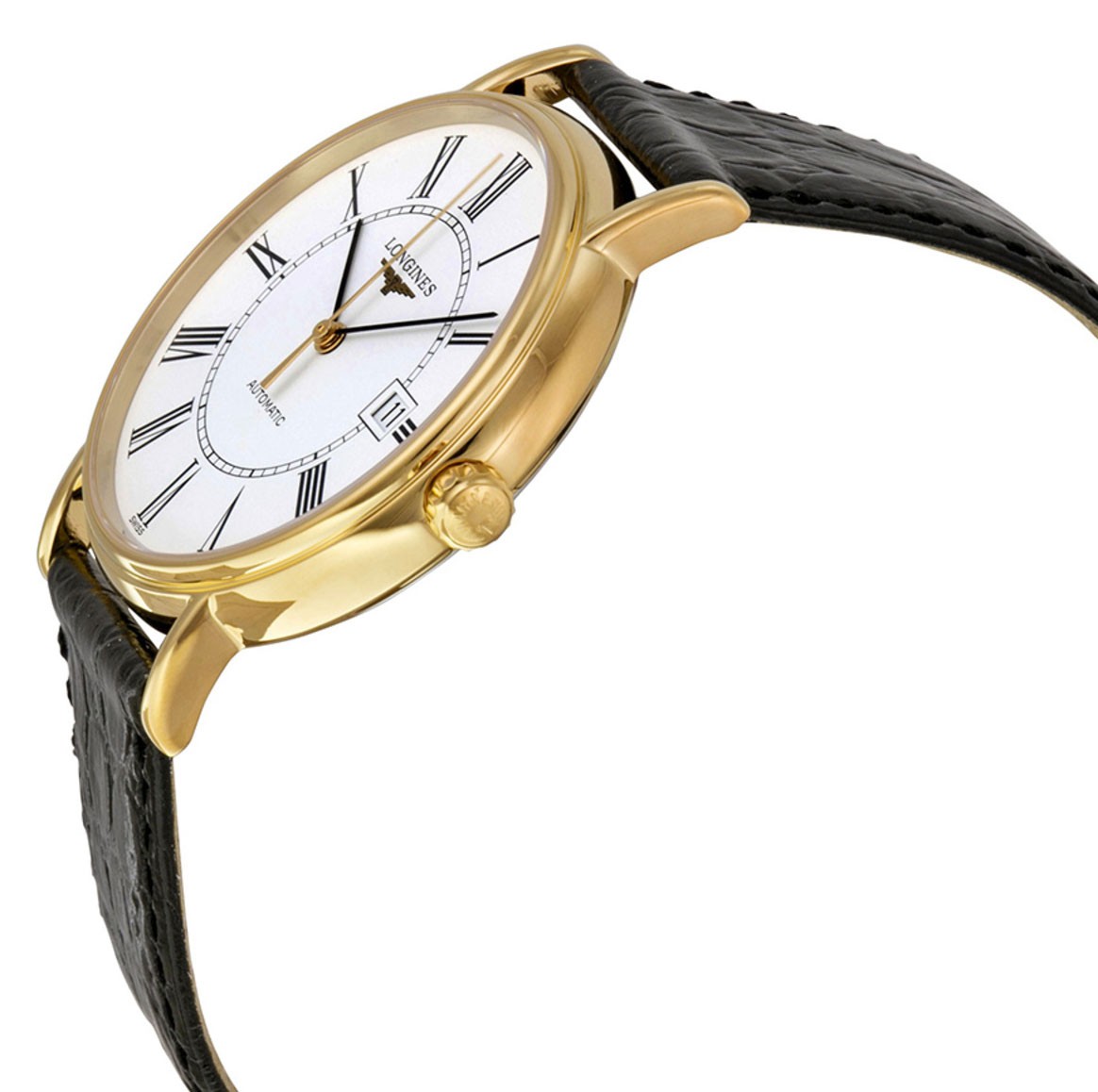 Longines Presence Automatic Yellow Gold PVD Leather Mens Watch L4.921.2.11.2