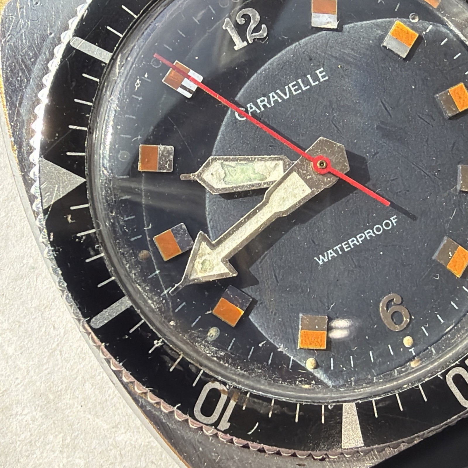 AS53 CARAVELLE VINTAGE DIVER Black Bezel Orange-Black Dial WATERPROOF Running**