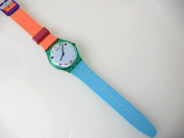 CANDY PARLOUR! Colorful POLKA DOT Dial Swatch with Silicone Strap-RARE!