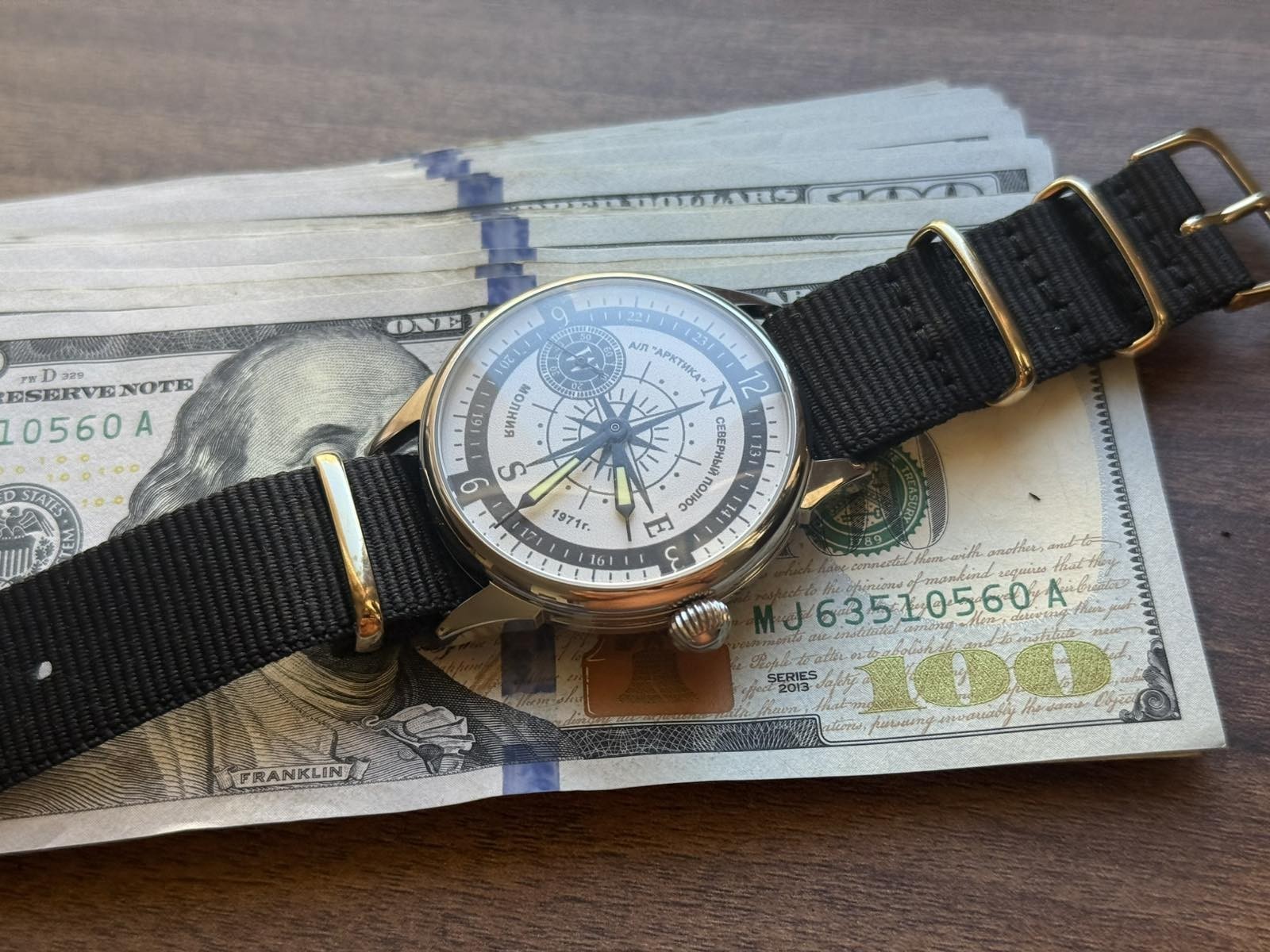 Watch Mechanical Wrist Molniya Compass Men’s Russian Soviet USSR Strap Vintage