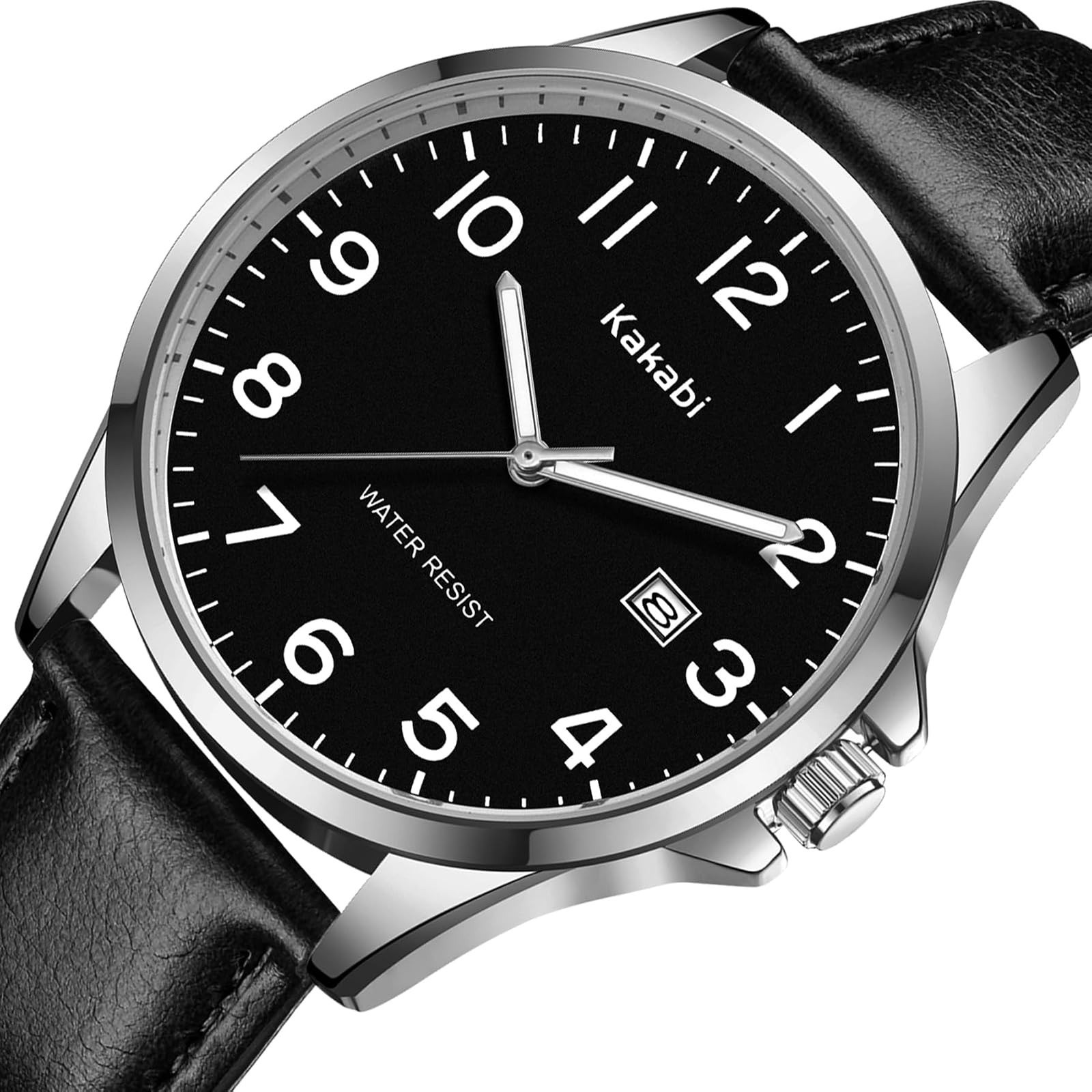Kakabi Minimalist Men’s Waterproof Quartz Analog Watch with Leather Strap
