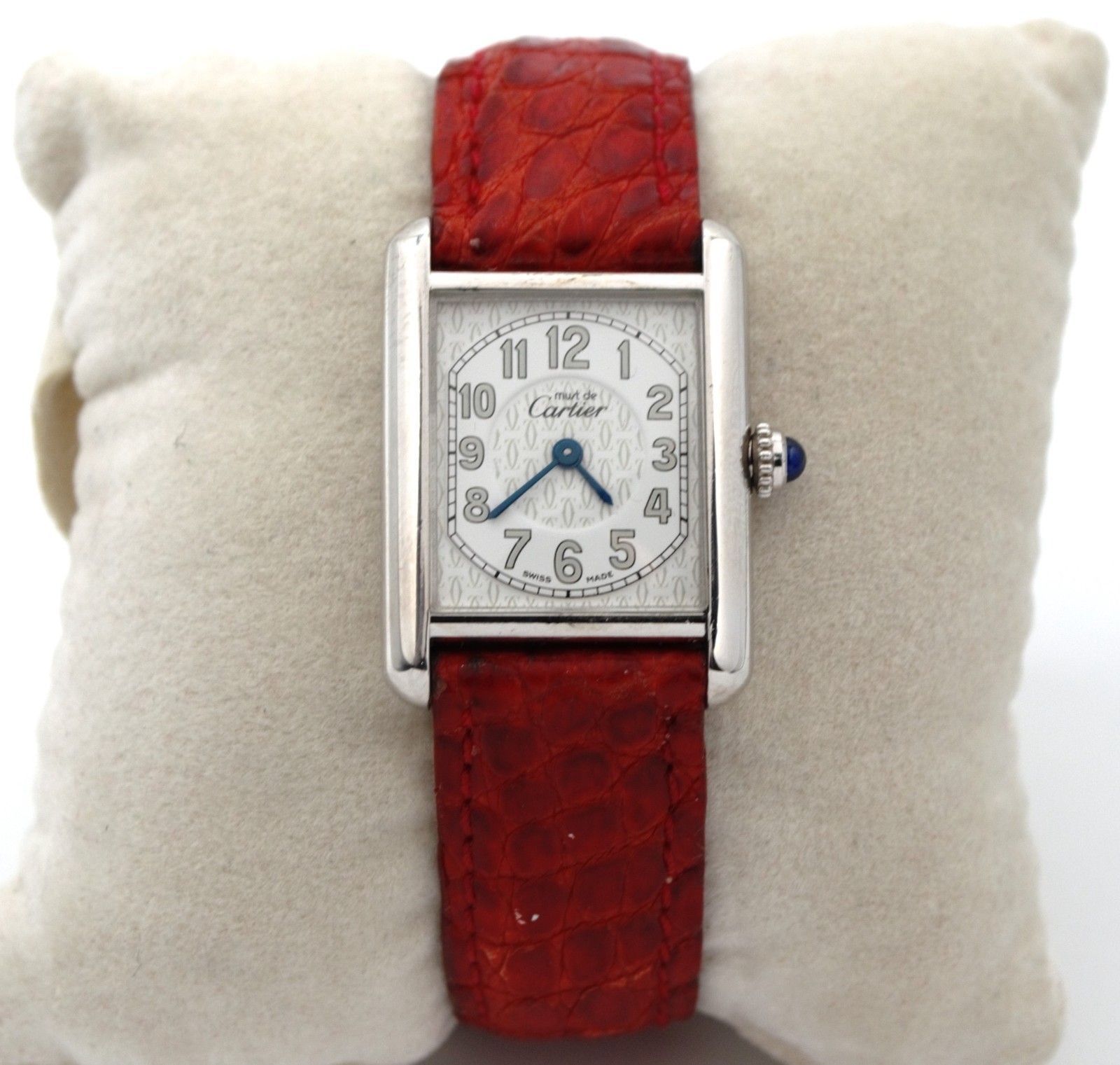 Must de Cartier Tank Solid .925 Rhodium Plated Quartz Watch 22x29mm All Original
