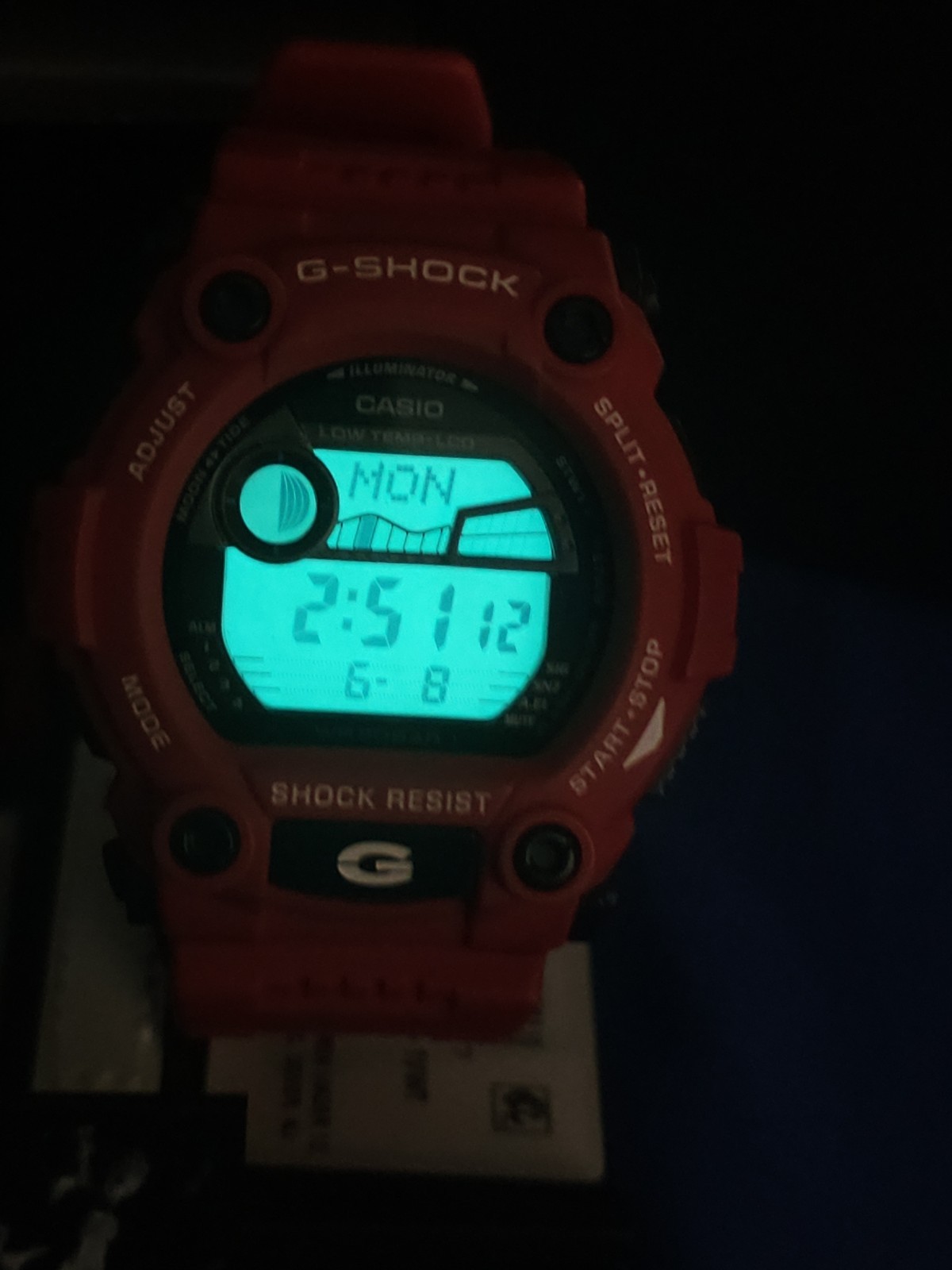 Casio G-SHOCK Digital Quartz 200m WR Red Resin Strap Watch w/ Box Papers
