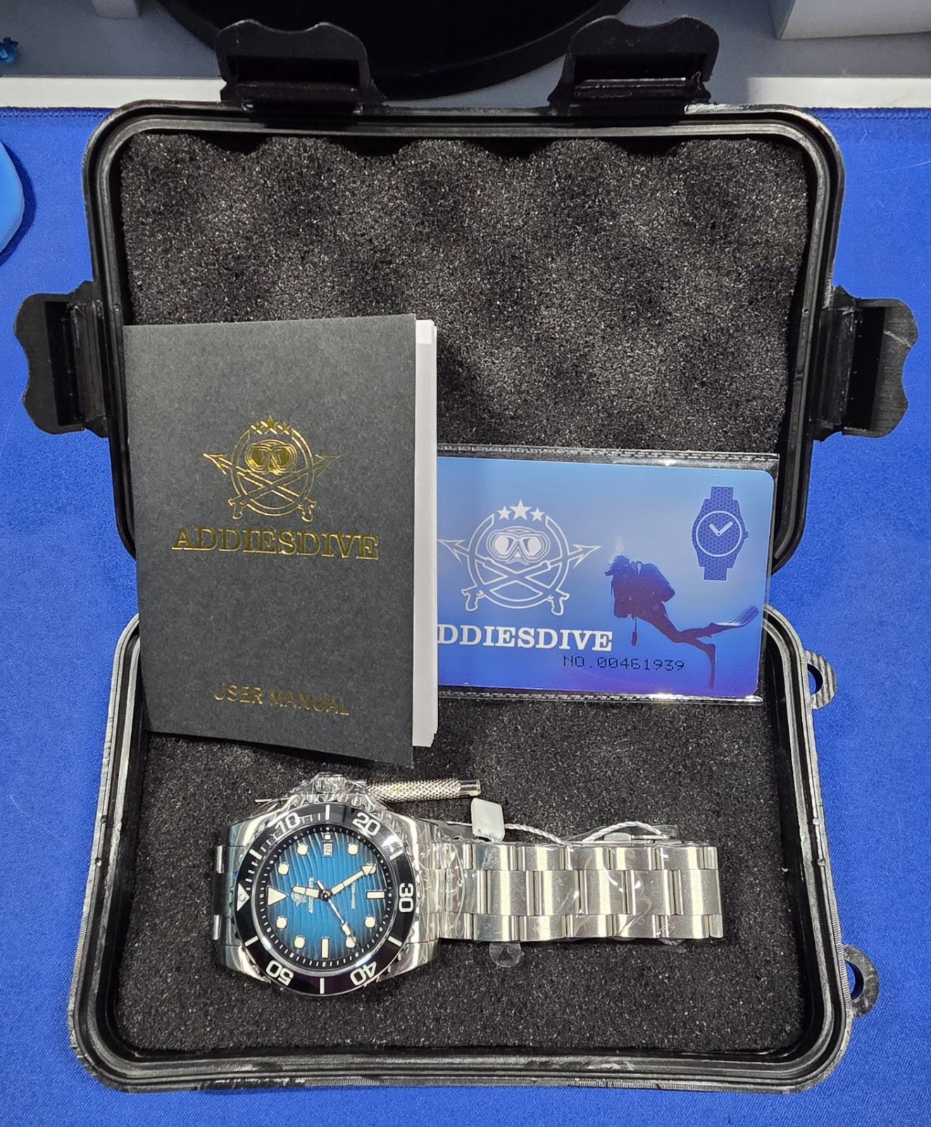 ADDIESDIVE AD2537 Men’s Quartz Diving Watch 41mm 200M Waterproof Blue Wave New