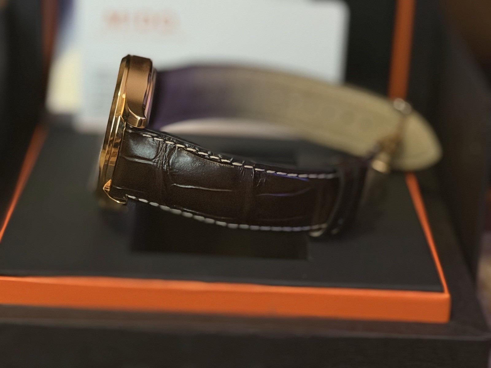 MIDO Multifort Automatic Day/Date 42mm Gold Steel Brown Leather Box Papers