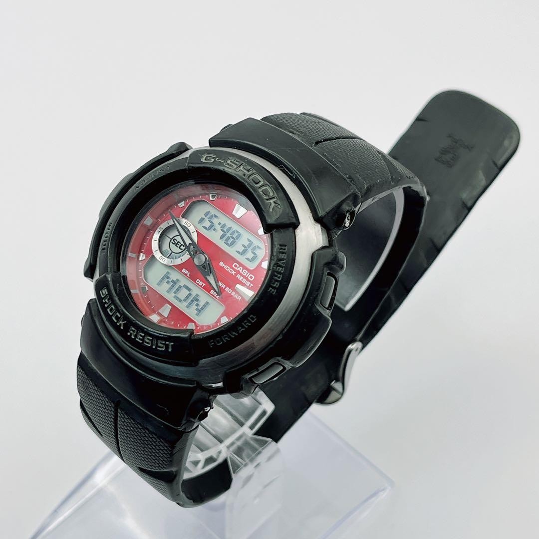 CASIO G-SHOCK G-300 Black Red Panel Men’s Digital Analog Watch Used Japan