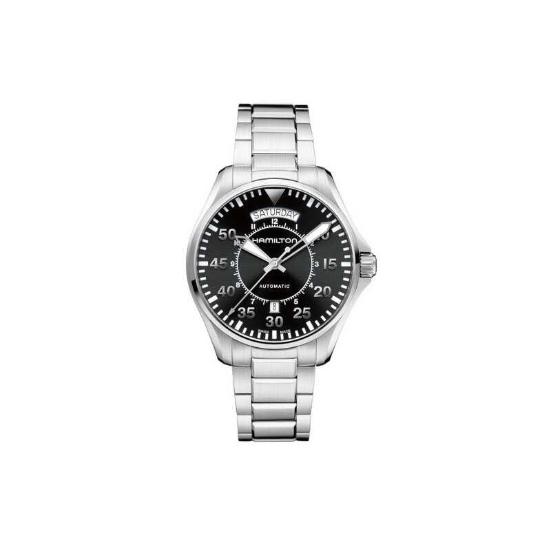 NEW HAMILTON KHAKI AVIATION PILOT DAY DATE AUTOMATIC 42MM BLACK DIAL H64615135