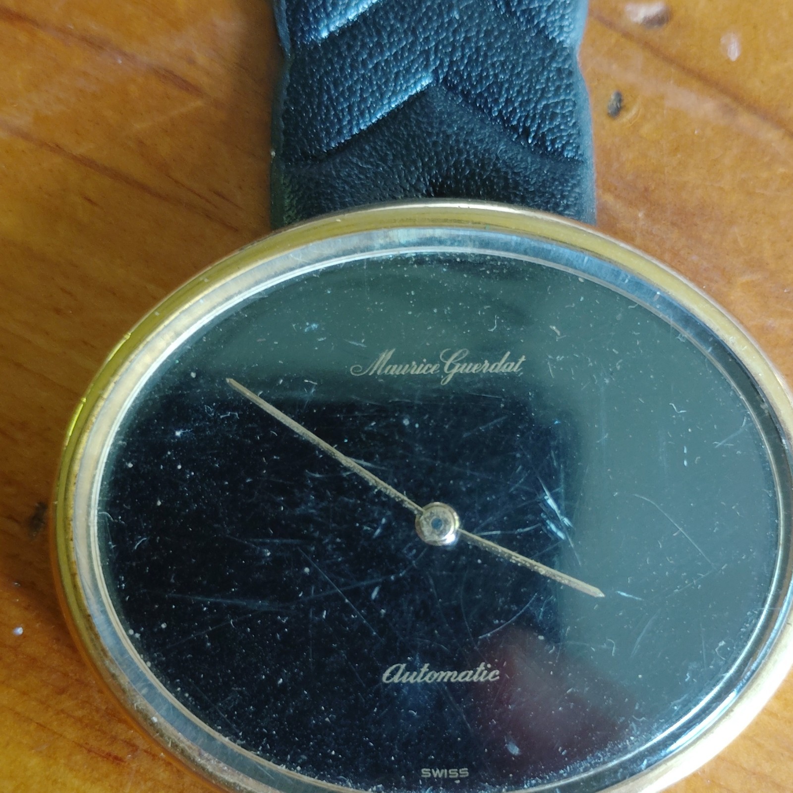 Alain Gerbault Clubmaster Quartz Watch Black Dial Gold-Tone Black Leather