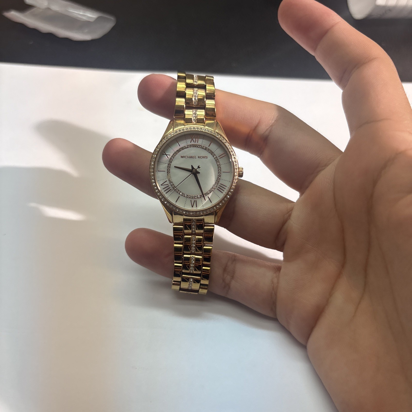 Michael KORS Watch Gold Plated MOP DIAL Fits Wrist Size 6.5”