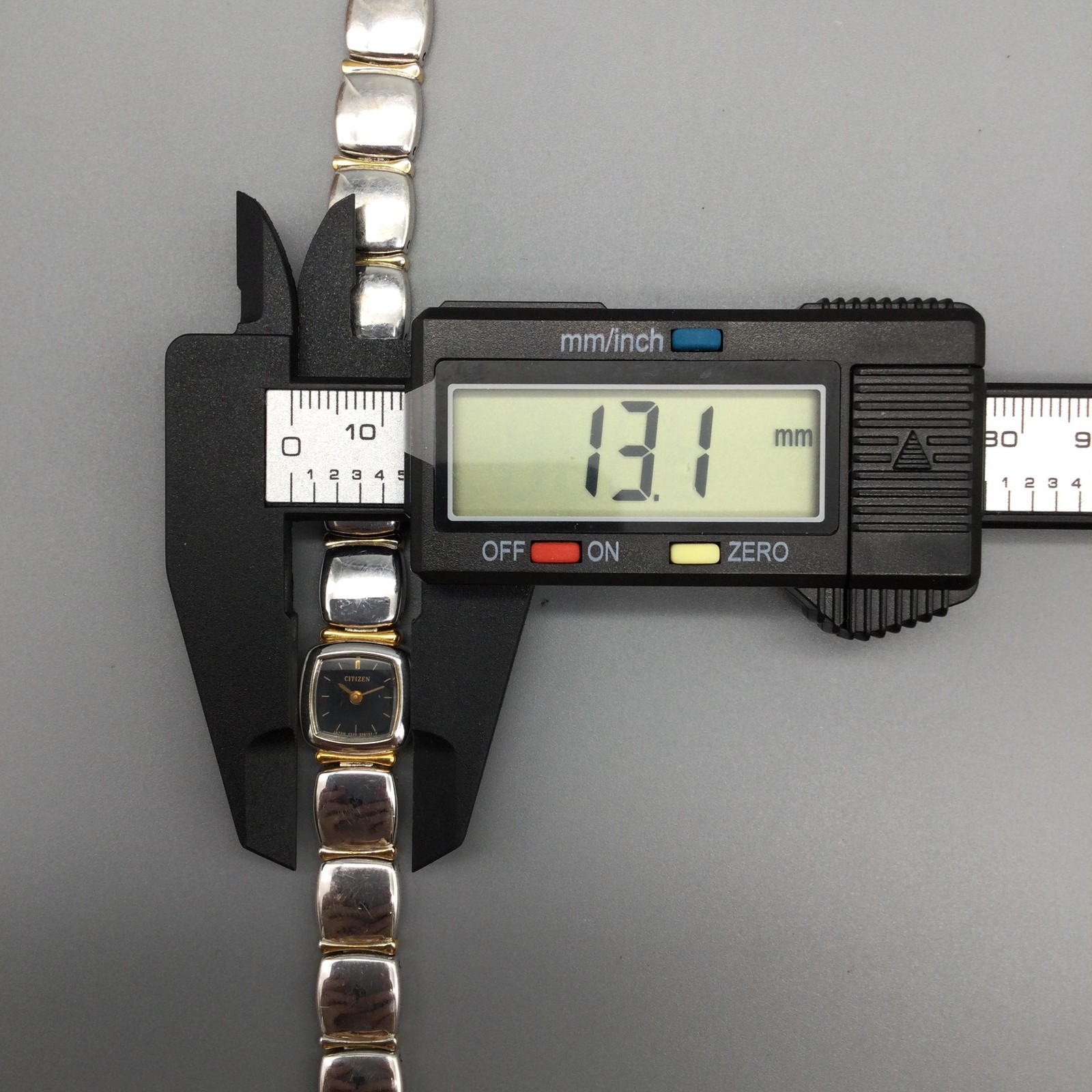 Citizen Womens Watch 13mm Two Tone Black Square Dial Bracelet New Battery 6.5″