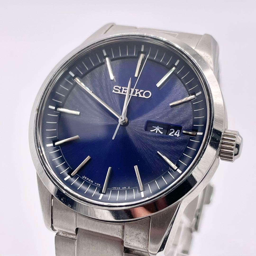 Seiko Selection Solar Navy Date Wristwatch Men’s Japan 07775