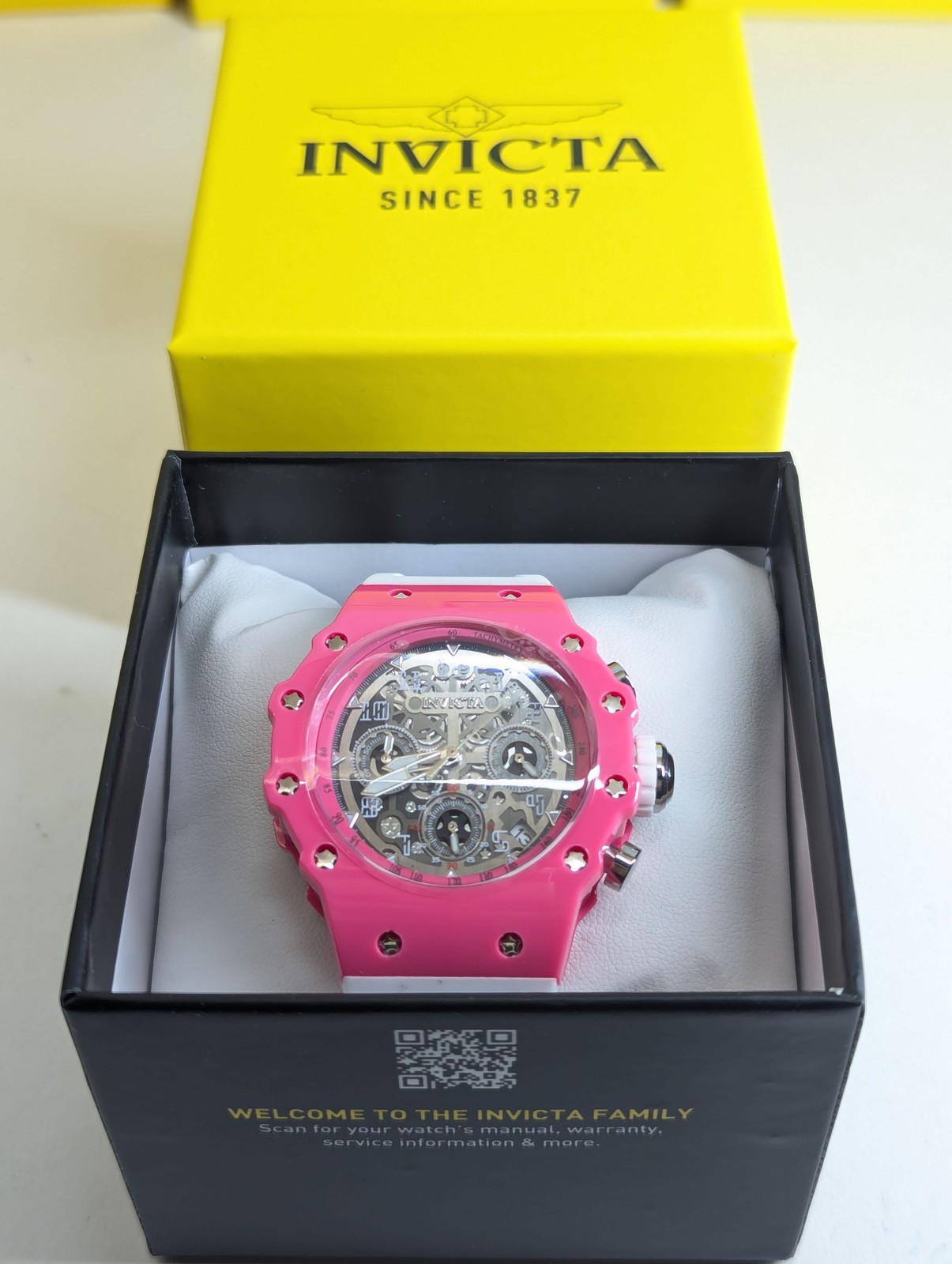 Invicta Racing Valyron Unisex Watch 41mm Pink Skeletonized Chronograph
