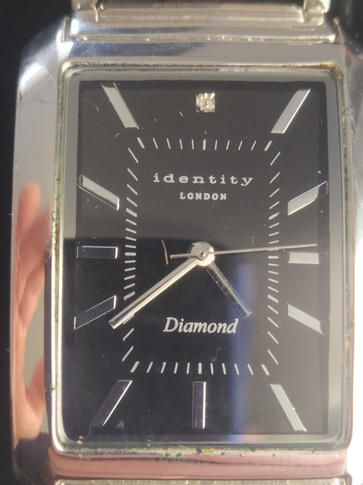 Mens Identity London Silver Tone Diamond Quartz Watch