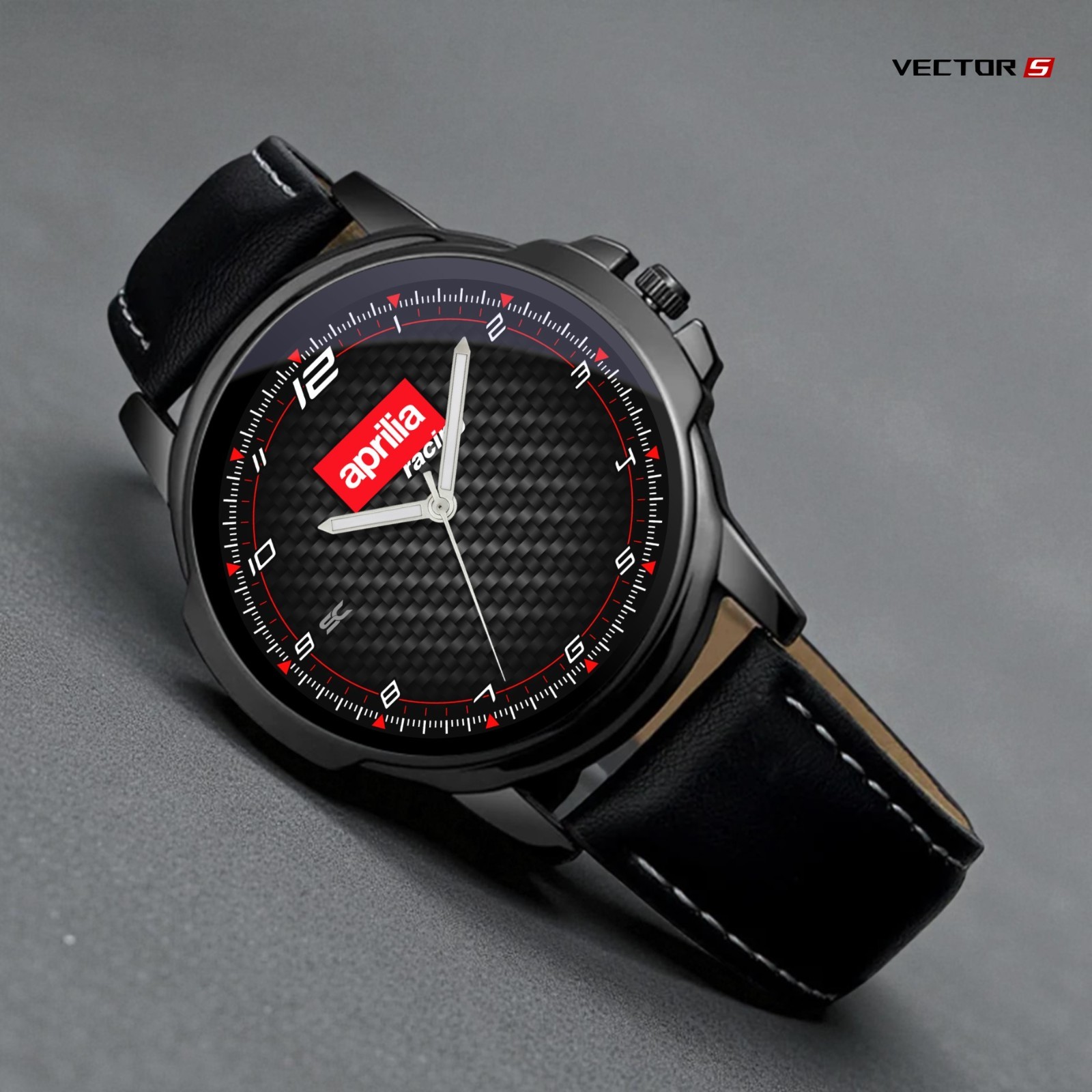 Aprilia Racing Sport Carbon Fiber Look Motorcycle Fan Art Quartz Wrist Watch