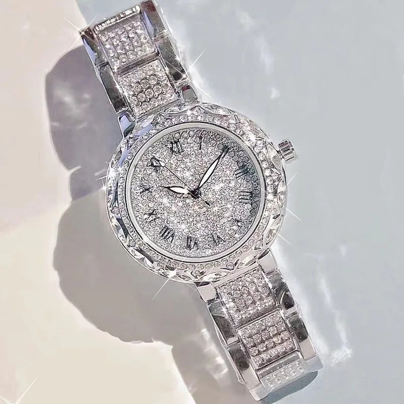 Luxury Shiny Fine Zircon Quartz Watch Elegant All-Star Jewels Wome