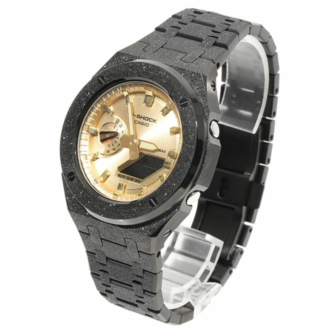 G-Shock GA2100 Frosted Custom Black Gold Dial Casioak Stainless Matte Model Fros