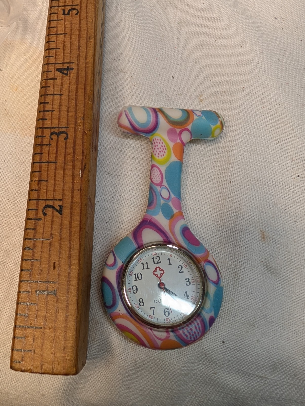 Blue Purple And White Silicone Nurse Lapel Watch Pin Fresh Battery