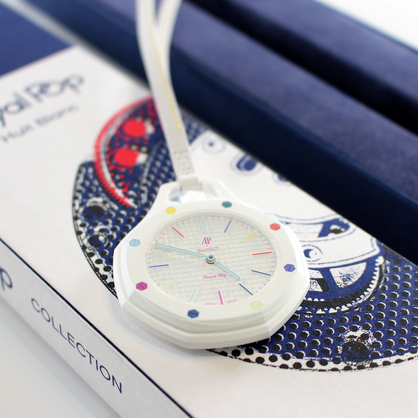 AP Swatch Royal Pop HUIT BLANC Bio-ceramic Pocket Watch SSX03W100N Audemars Pigu