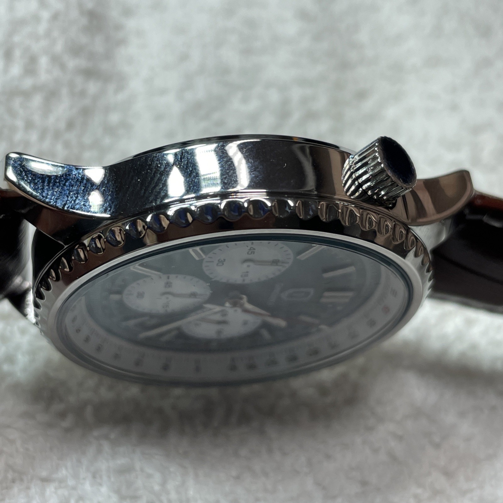 43MM QINGXIYA Men’s Chronograph Watch Leather Strap Tested USA ships