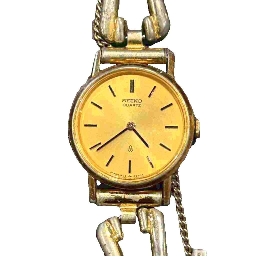 [A1R] Used Seiko Quartz Wristwatch 2 Hands Gold Color GY06 Ladies JDM [t9n]