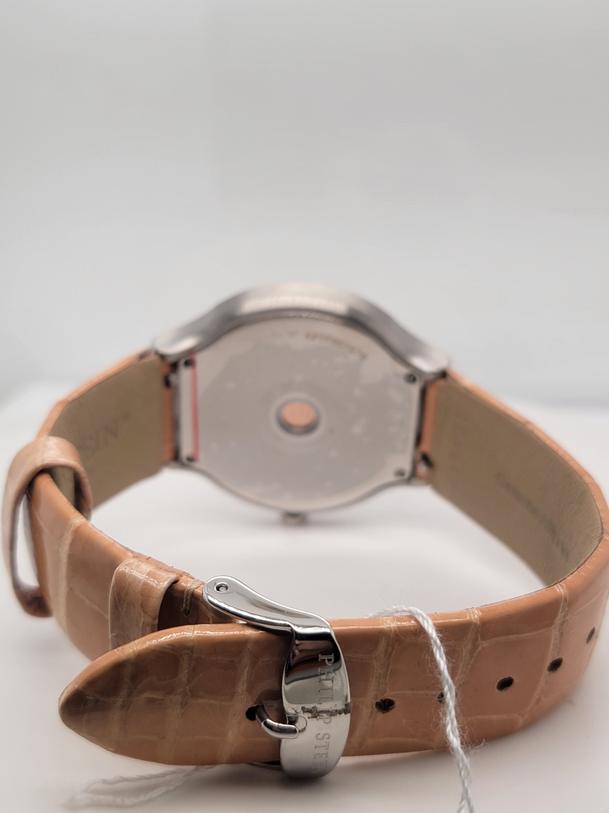 Philip Stein 42mm Black Dial Stainless Steel Watch Tan Leather Alligator Strap