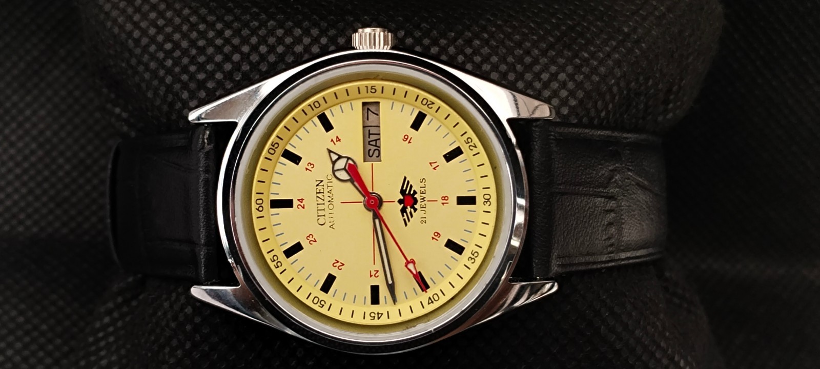 Vintag Automatic Citizen Japan Made Yellow Dial Day/ Date Men’s Wrist Watch