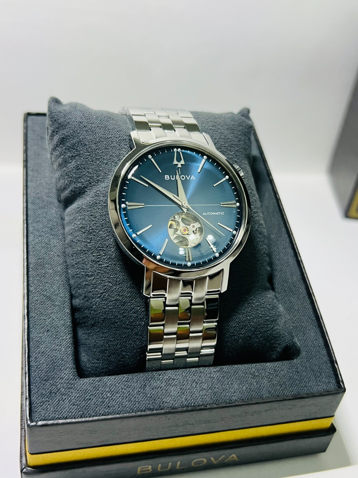 Bulova Aerojet 96A277 Automatic Mens Blue Dial Steel 41mm Watch Free SHIPPING!