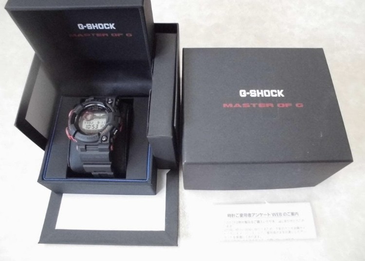 With box CASIO G SHOCK GWF 1000BS 1JF Radio Solar DLC Treatment Frogman with bac