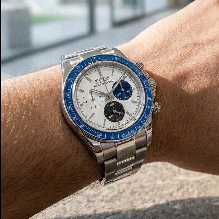 Sugess S473 Chronograph Automatic Steel Blue White Sapphire Men’s Watch