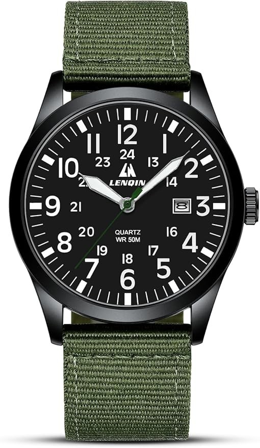 Wrist Watch for Men Women 38mm Rugged Outdoor Wind Up Military