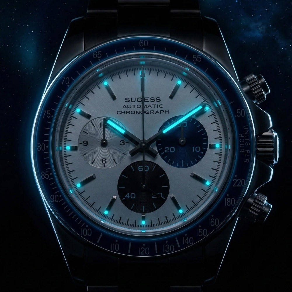 Sugess S473 Chronograph Automatic Steel Blue White Sapphire Men’s Watch