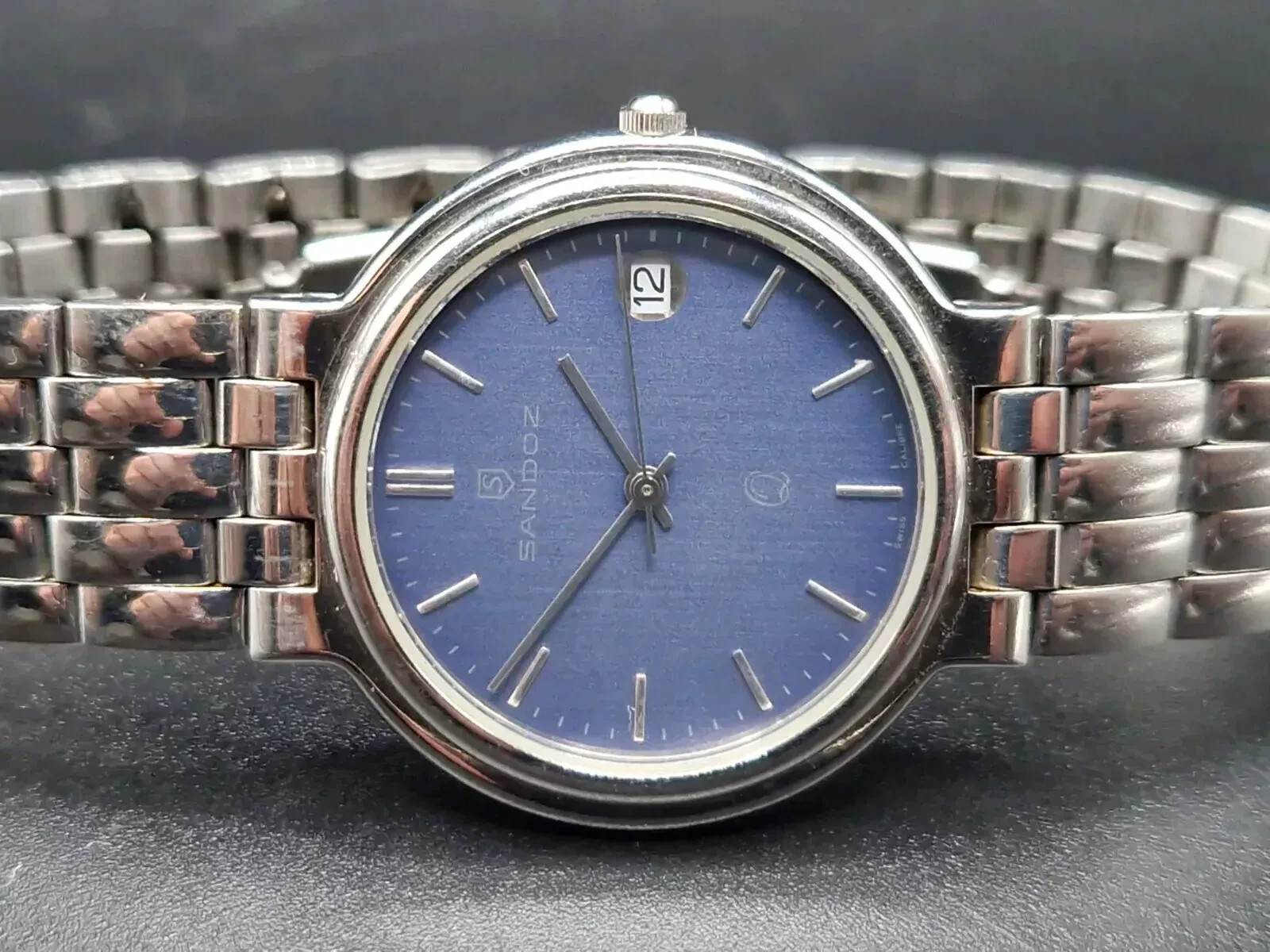 SANDOZ Mens Quartz Watch Mens 32mm 1183-Z Swiss Calibre, Stainless Steel, Date