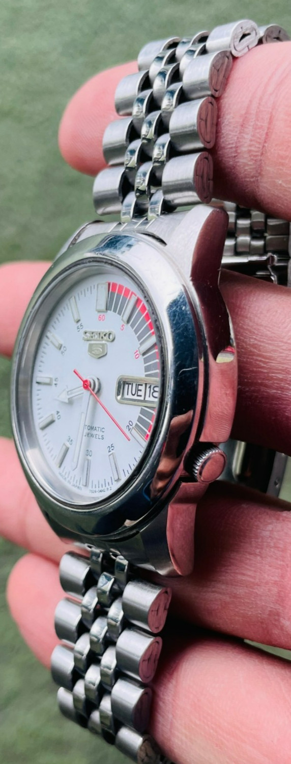 Seiko 5 Automatic 7S26-02W0 White Dial Day-Date 21 Jewels Men’s Vintage Japan