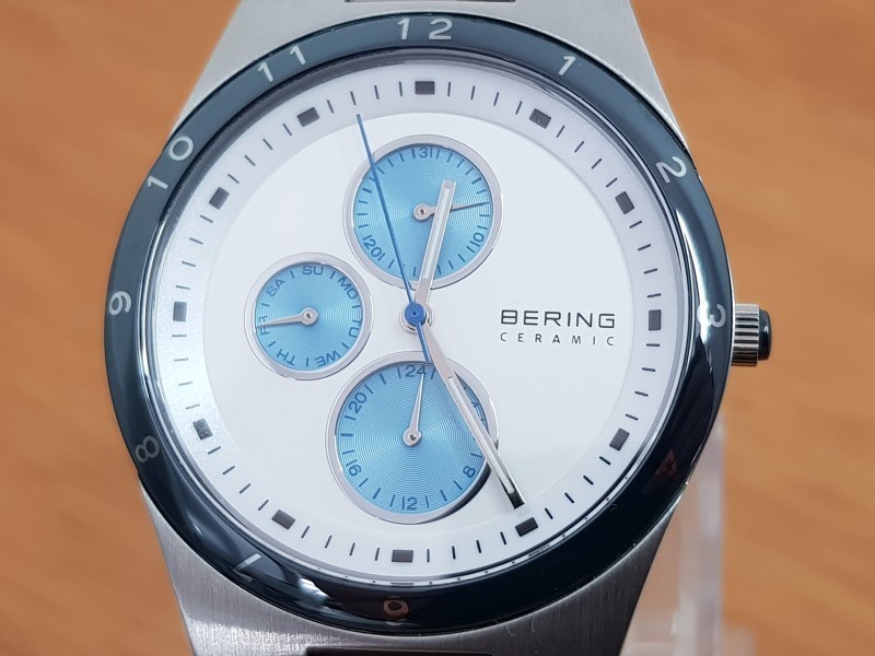 Mens Ultra Slim Steel & Ceramic Bering Minimalist Dress Date Watch 32339-707