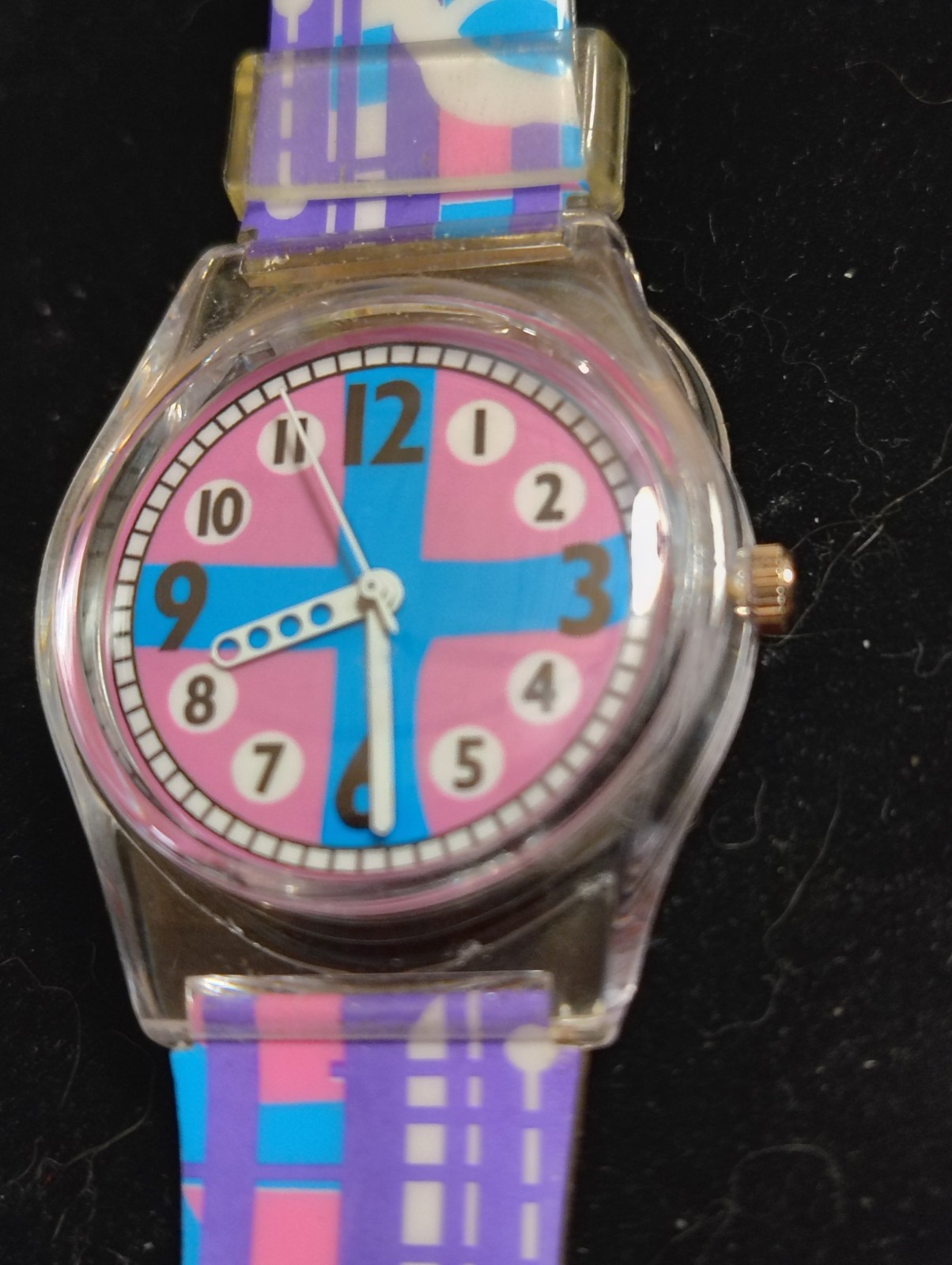 Tonnier Girls Quartz Watch Pink Blue Purple Clear Case Plastic Strap Never Worn
