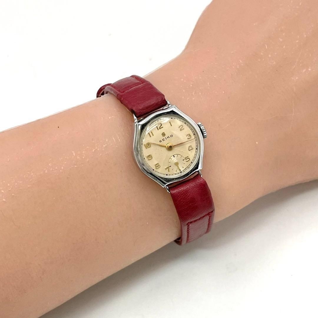 Seiko S-Mark Manual Wind Watch White Small Seconds Vintage Japan 071613