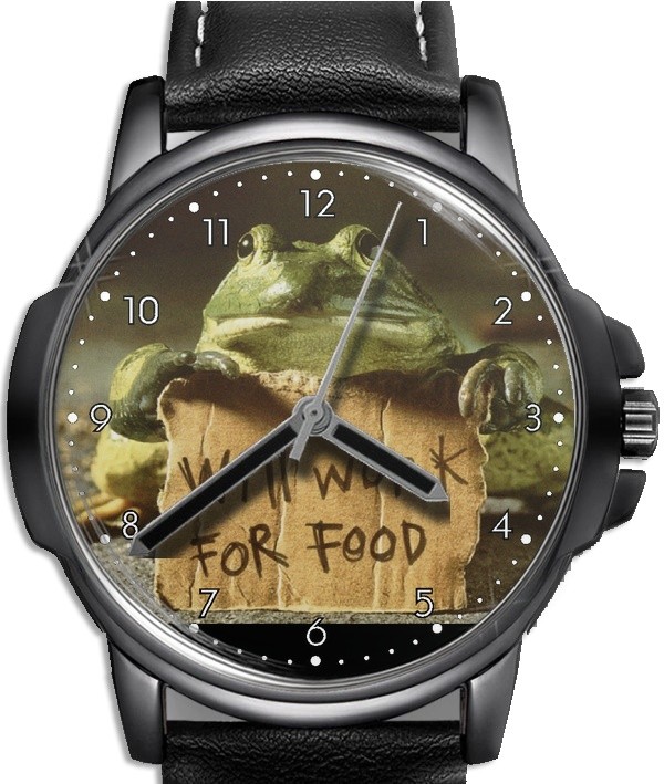 Funny Frog Showing Will Work For Food Leather Strap Big Dial Gift Wrist Watch