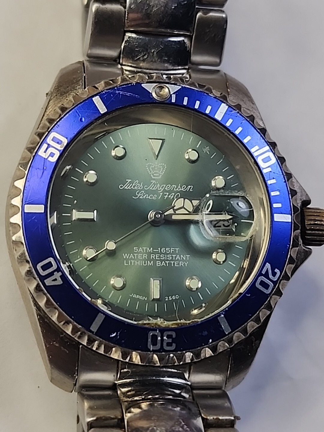 Men’s Jules Jurgensen Diver Watch Screw-Down Crown Quartz New Battery