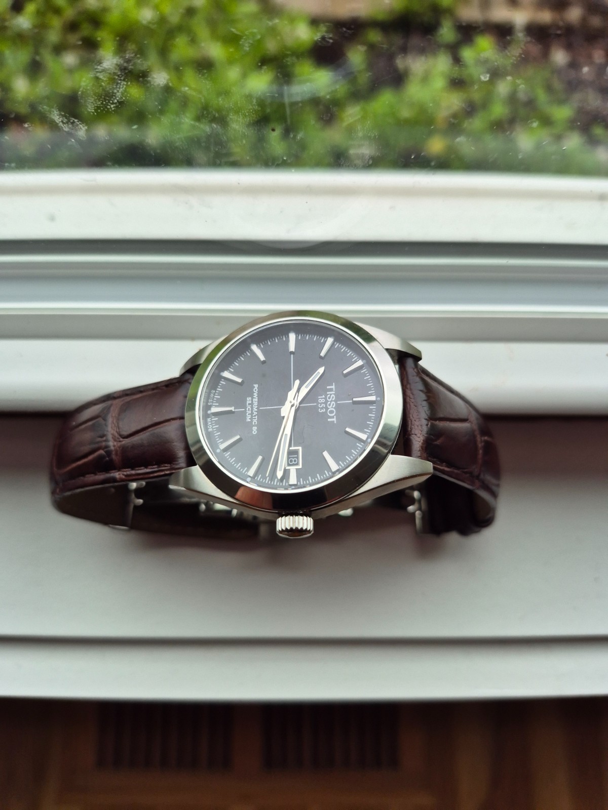 Tissot Gentleman Powermatic 80 Silicium Men’s Leather Watch T1274071605101