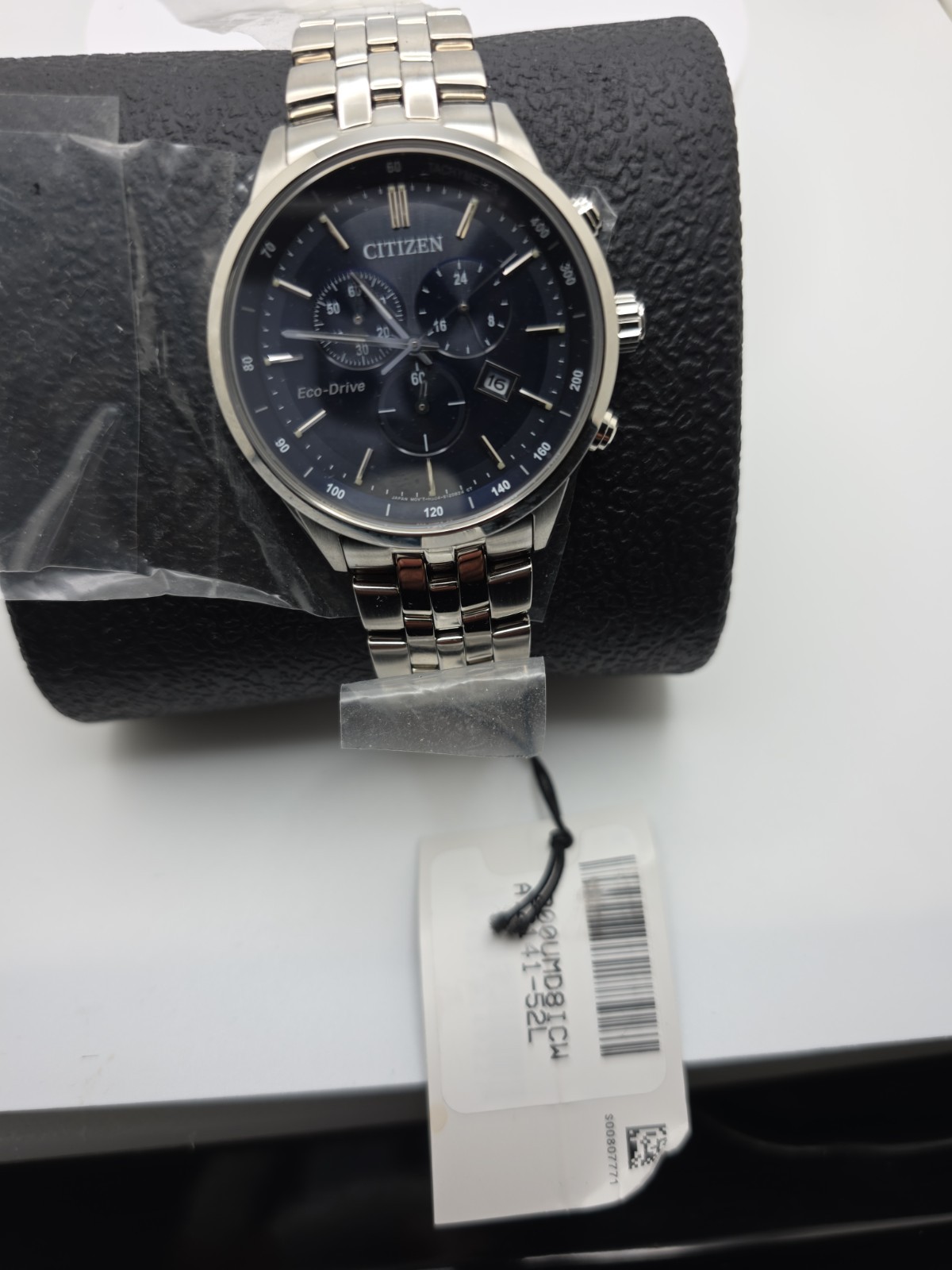 Citizen Eco-Drive AT2141-52L Blue Chronograph New w/ Plastic & Tag Men’s Watch