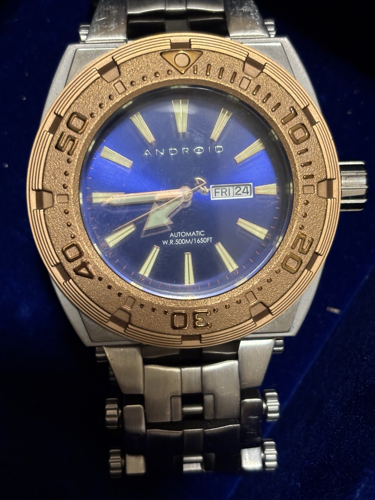 Android/Aragon AD/757 Millipede Men’s Automatic Blue Dial Gold Bezel SS
