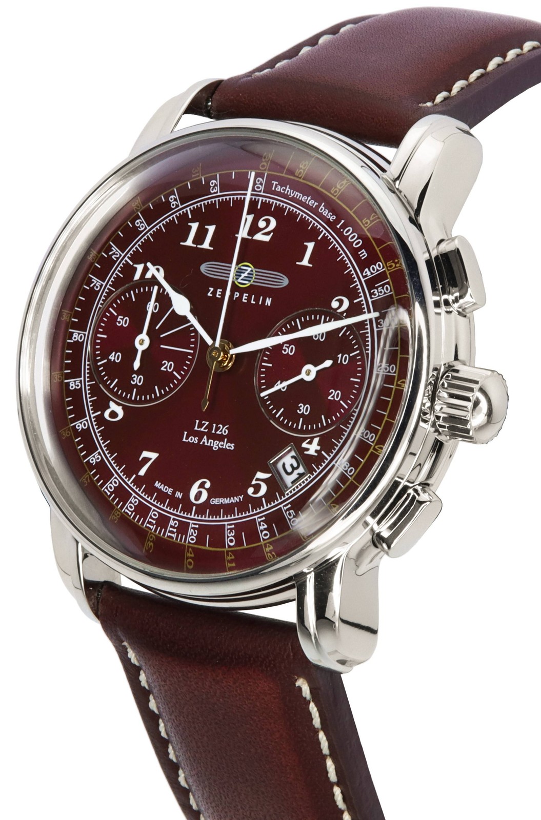 Zeppelin LZ126 Los Angeles Chronograph Burgundy Dial Quartz 76146 Men’s Watch