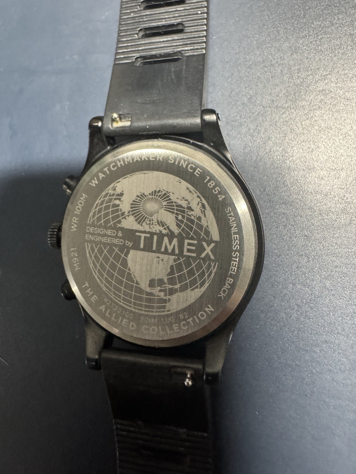Timex Allied Chronograph Quartz 100m Black Dial Black Silicone Strap 42mm case