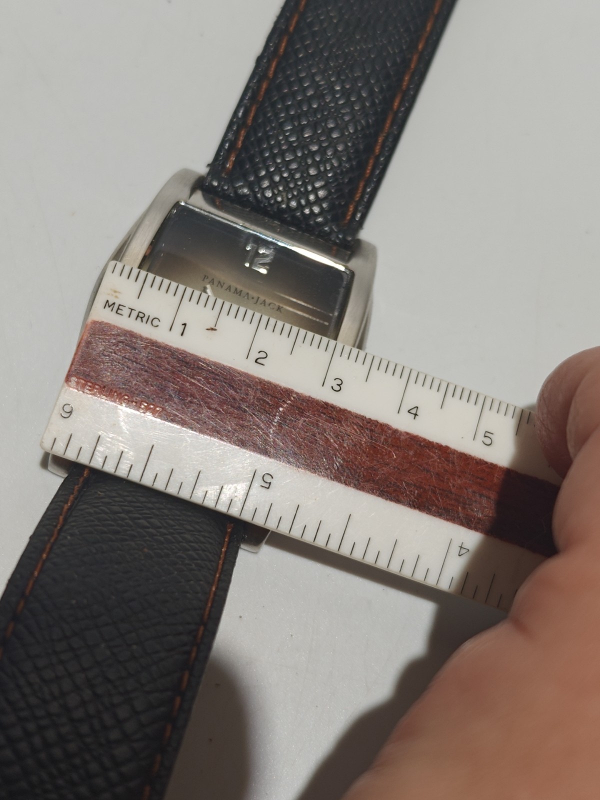 Vintage Panama Jack Ocean Side Mens Wrist Watch Silver Bronze Dial Leather Nice