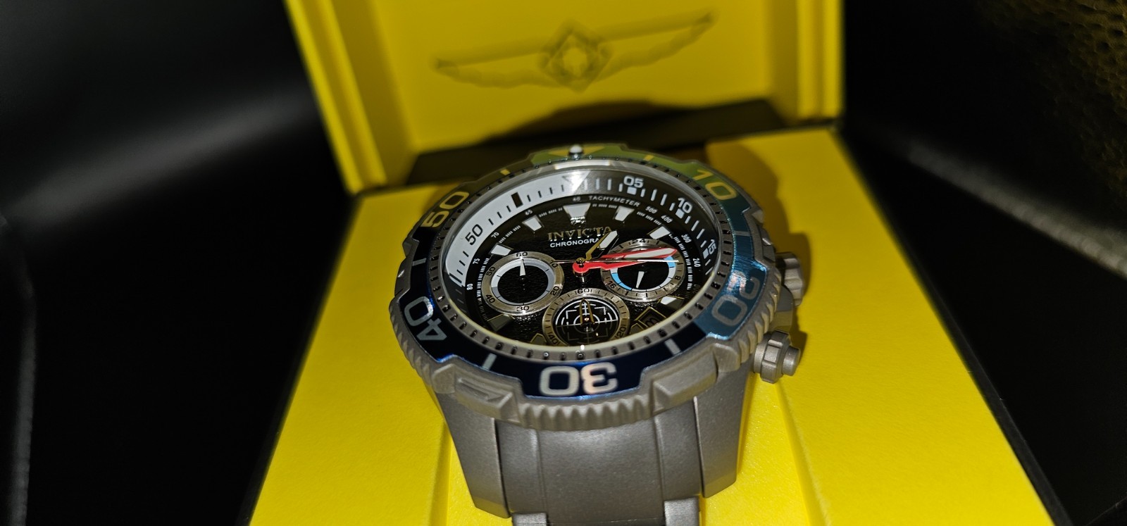 49493 – Invicta TI-22 Commandor Watch – 48mm, Titanium Navy & Sky Blue Bezel