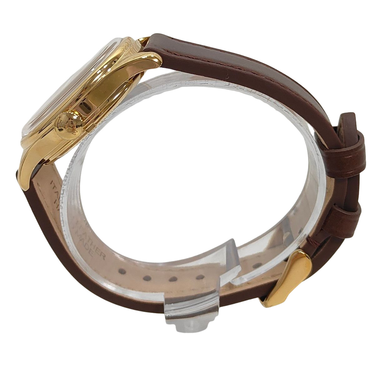 KUOE Kyoto Royal Smith 90-006 Ivory Waffle Dial Watch New Brown Leather Band JP