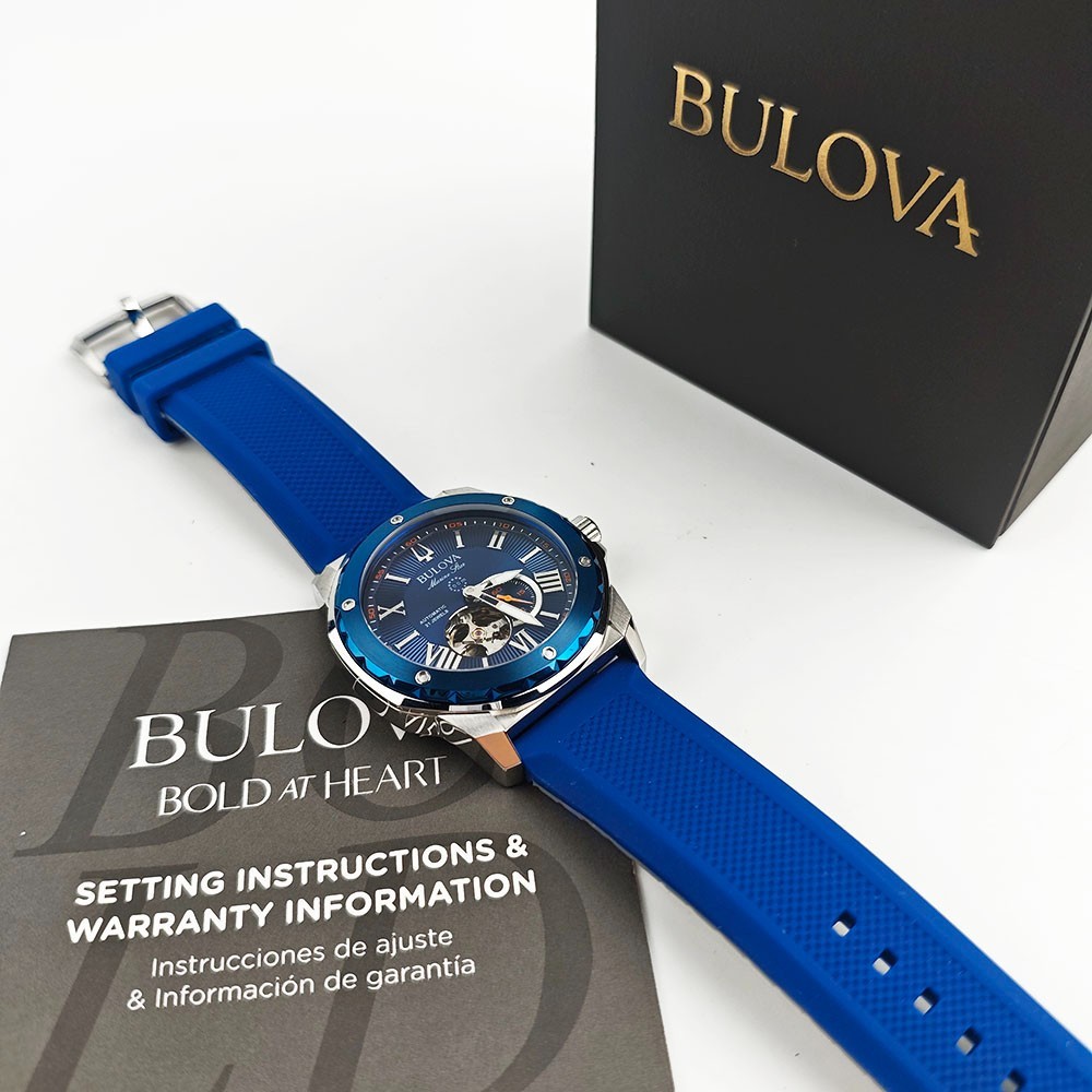 Bulova 98A303 Marine Star Blue Dial – Silicon Strap Men’s 45mm Automatic Watch