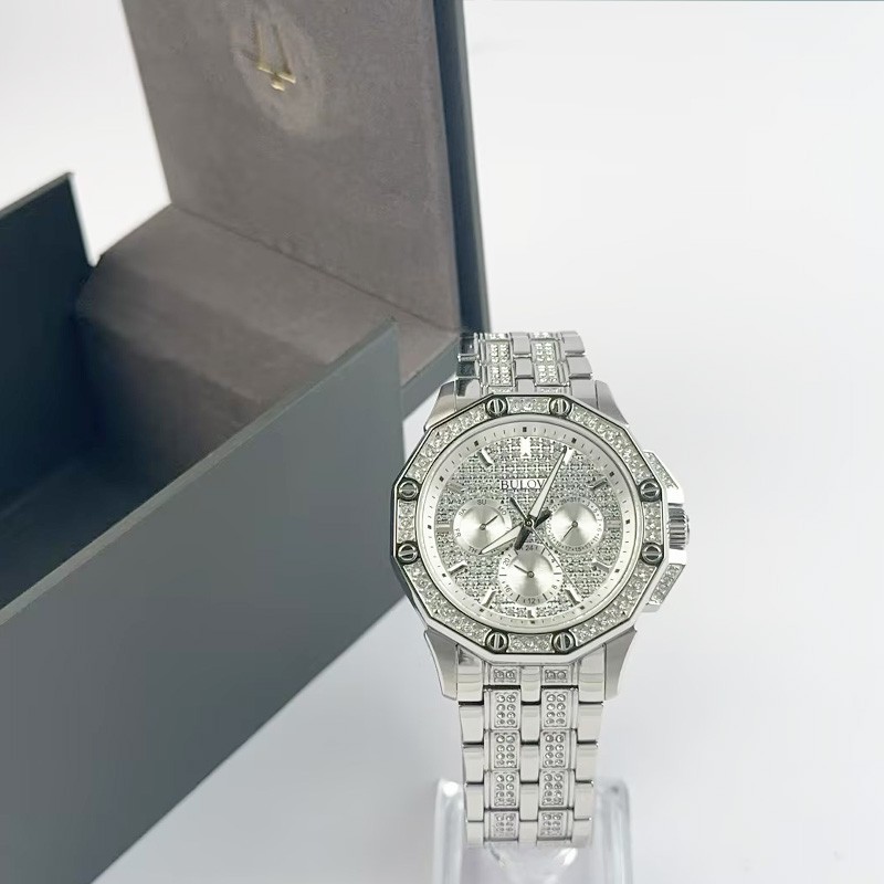 Bulova Octava Crystal 96C134 Silver Dial Stainless Steel Men’s Quartz Watch