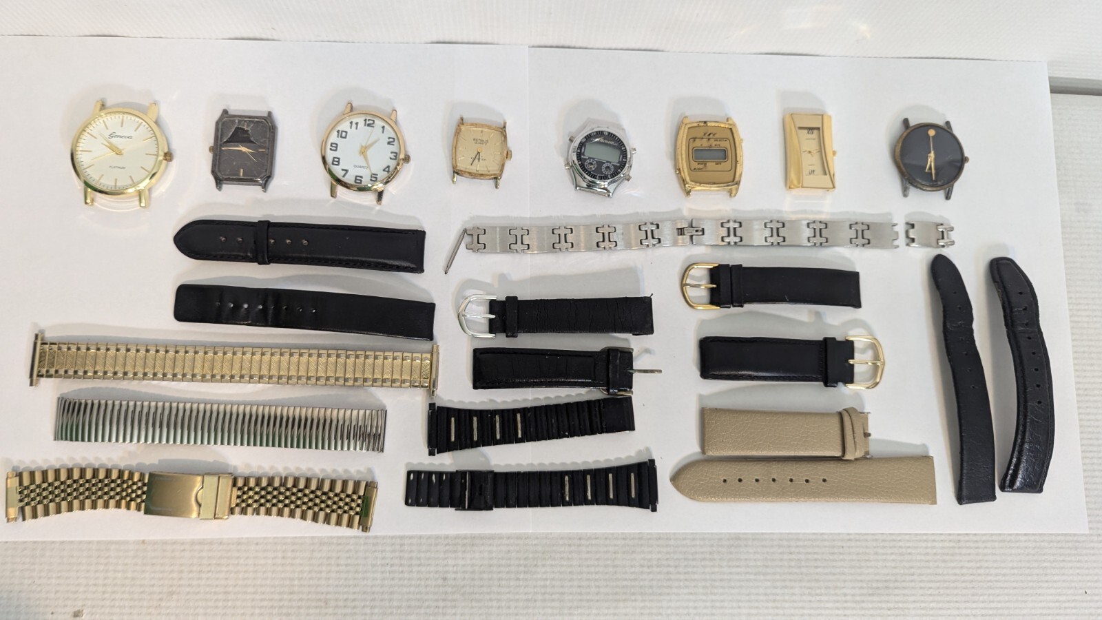 Lot 8 Wrist Watch Straps Movements Various Mens Womens Untested Parts Rare ASIS