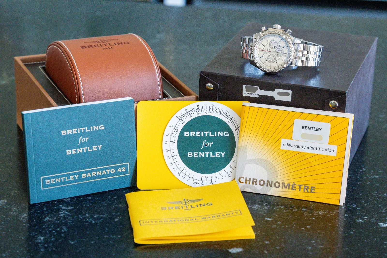 Breitling Bentley Barnato 42mm Silver Dial Box Papers SERVICED eBay Live A41390